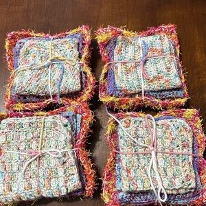 New Colorful Handmade Crochet Dishcloths and Scrubby 3 pack